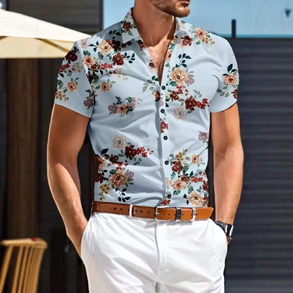 Herren Kurzarm Hemd mit floralem Muster WW