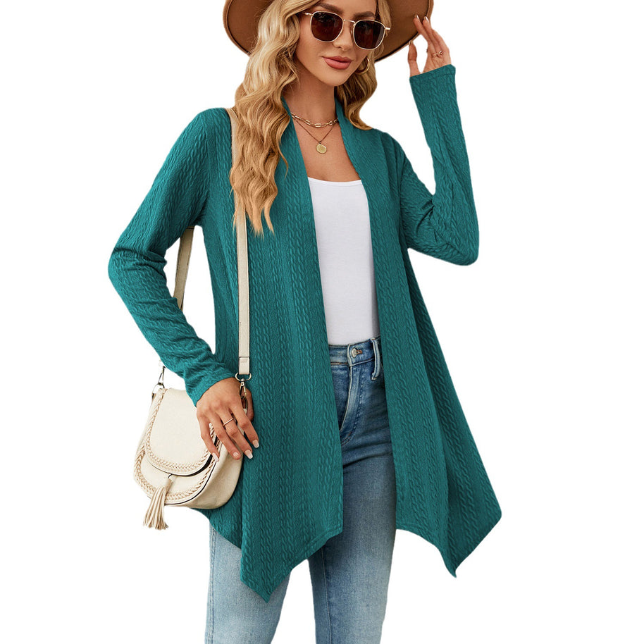 Damen Strickjacke mit strukturiertem Waffelmuster und offener Front WW