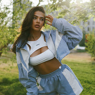 Damen Sportlich Elegante Sommerjacke und Shorts Set WW