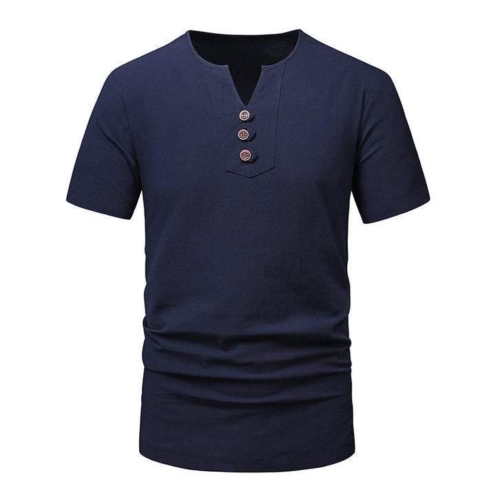 Herren Klassisches Lässiges Henley T-Shirt W&W Mode