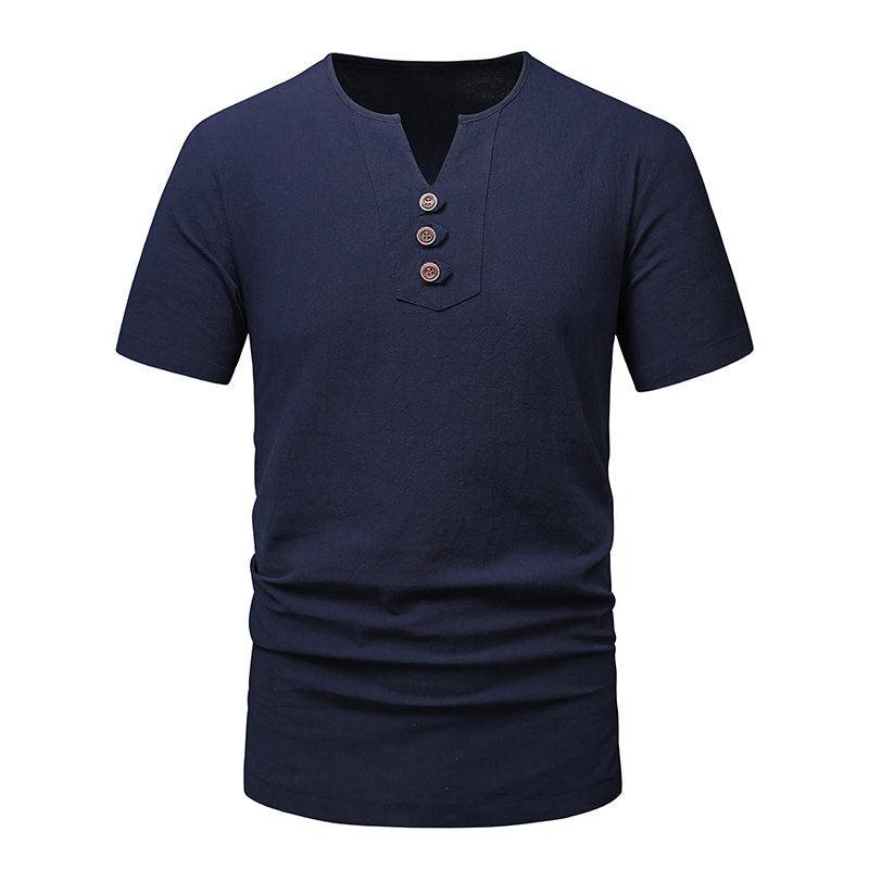 Herren Klassisches Lässiges Henley T-Shirt WW