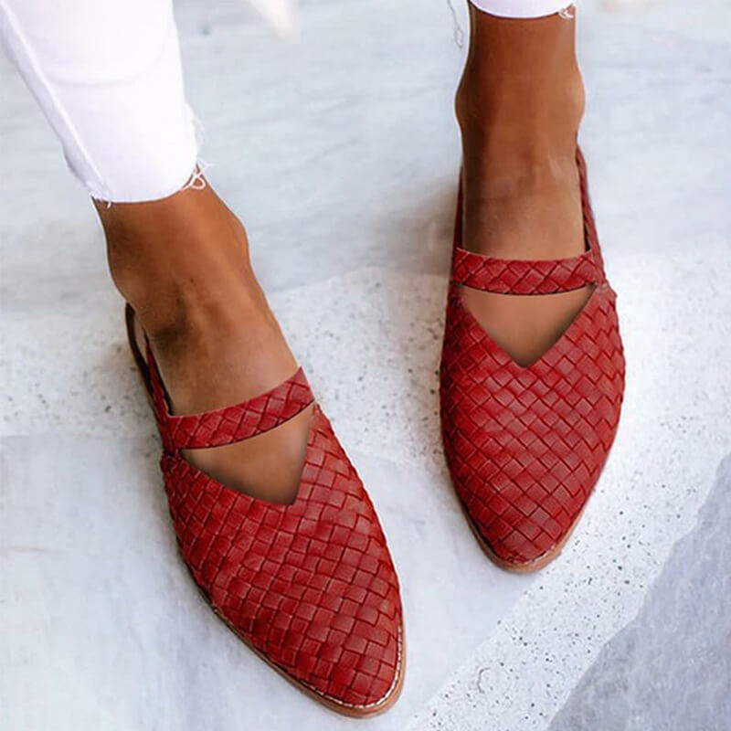 WW | Woven-Style Spitze Slingback Flats für Damen