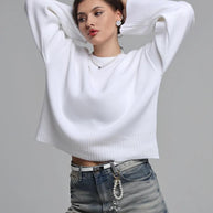 Damen Bequemer Oversized Pullover mit strukturiertem Rippmuster WW