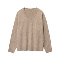 Damen Kaschmir-Pullover mit V-Ausschnitt und lässigem Schnitt WW