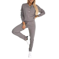 Damen Bequemes Freizeitanzug Set mit Knopfdetails WW