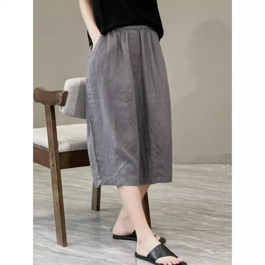 Damen Relaxed Fit Leinen Culotte Shorts WW