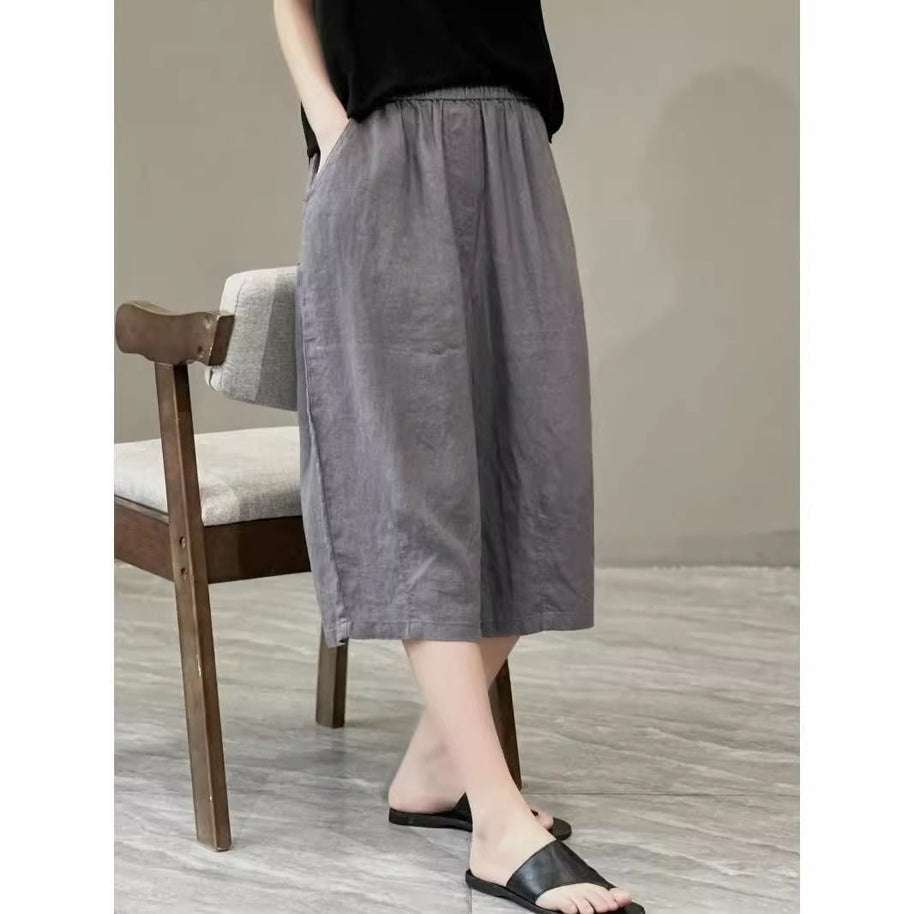 Damen Relaxed Fit Leinen Culotte Shorts WW