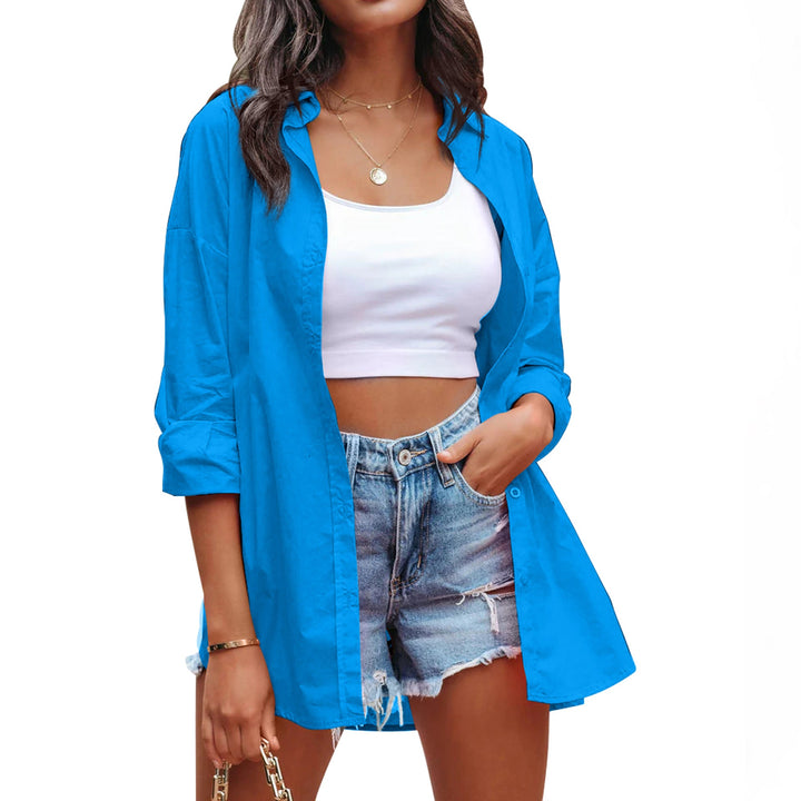 Damen lässige Leinenbluse mit langen Ärmeln und Knopfleiste W&W Mode