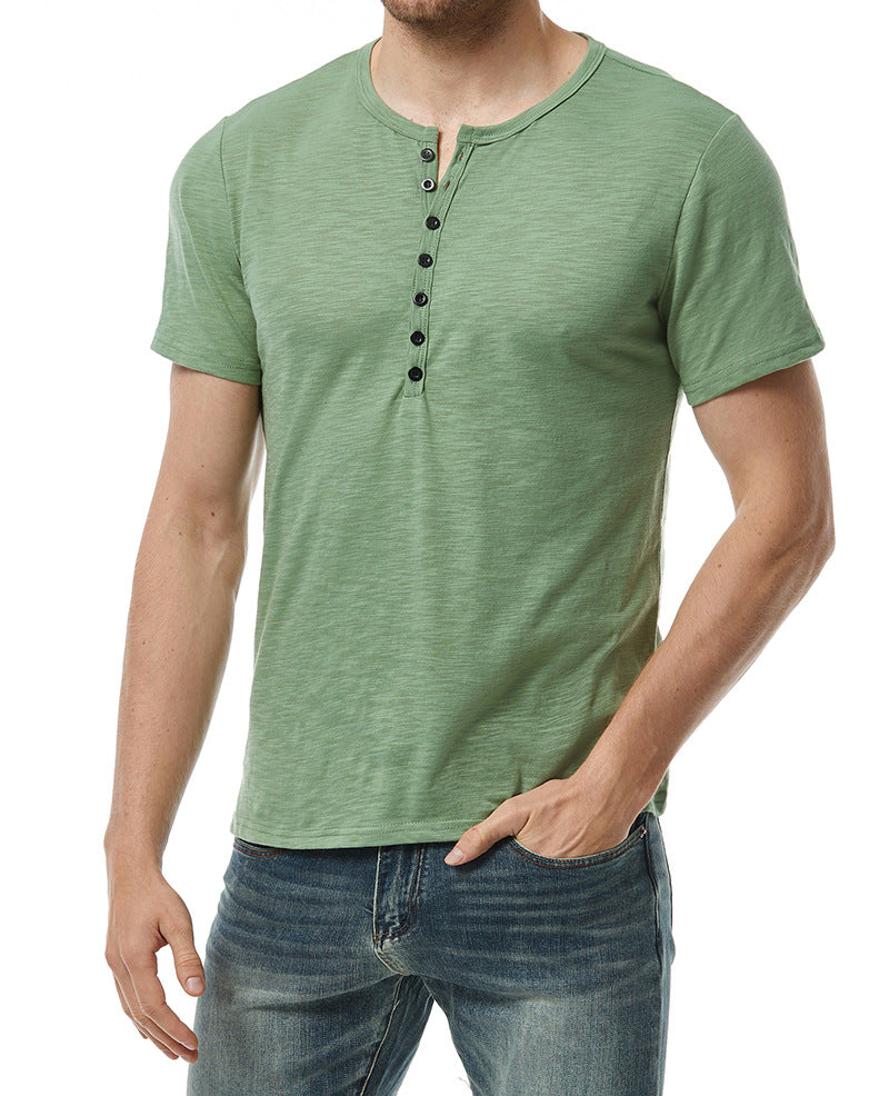 Herren Kurzarm Knopf-Bei Henley Shirt WW