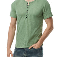 Herren Kurzarm Knopf-Bei Henley Shirt WW