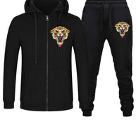 Damen Sportlicher Kapuzenpullover und Jogginghose Set mit Löwenmotiv WW