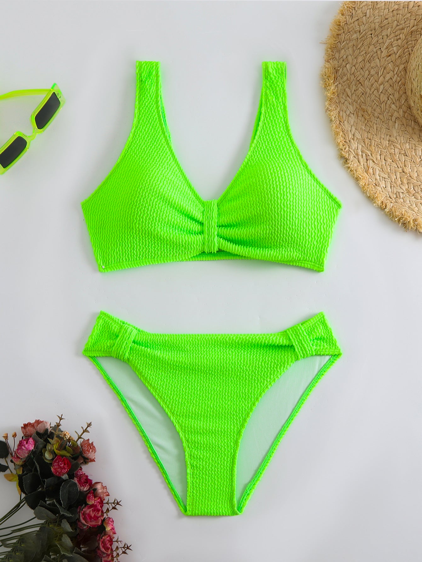 Damen Bikini mit strukturiertem Oberteil und hoher Taille WW