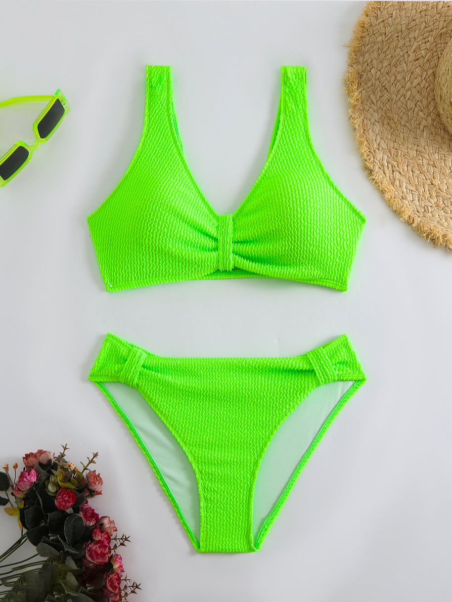 Damen Bikini mit strukturiertem Oberteil und hoher Taille WW