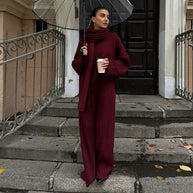 Damen Relaxed Strick-Ensemble mit Schal WW