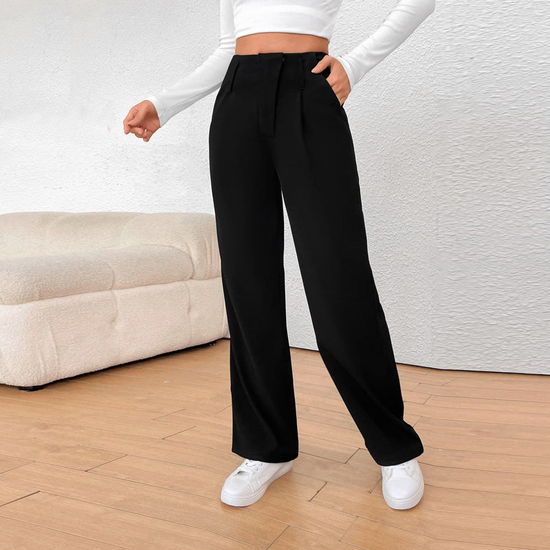 Damen weite Anzughose mit eleganter Faltenlegung und hohen Taschen W&W Mode