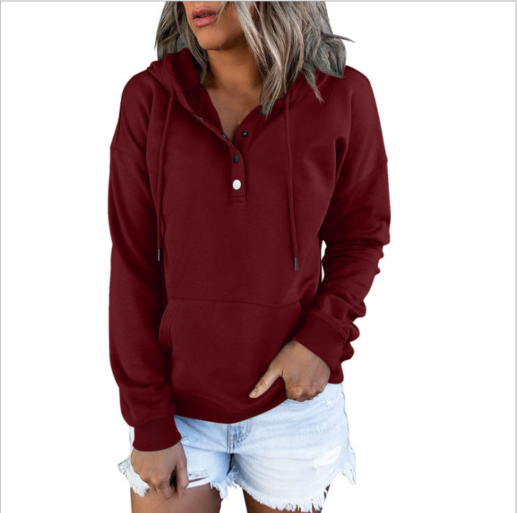 Damen Sportlicher Hoodie mit Knopfleiste und lässigem Schnitt WW