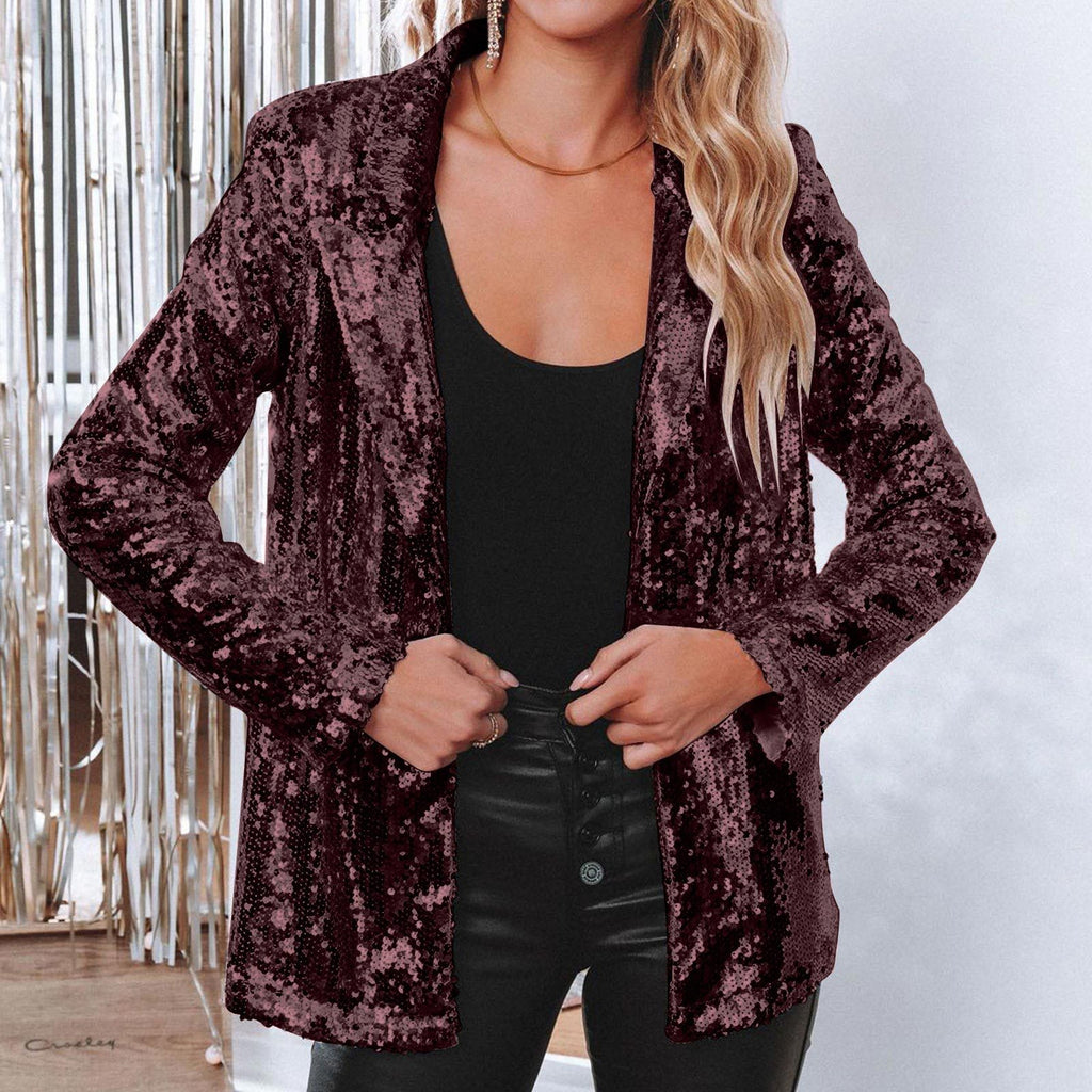 Damen eleganter Paillettenblazer mit schimmerndem Finish WW