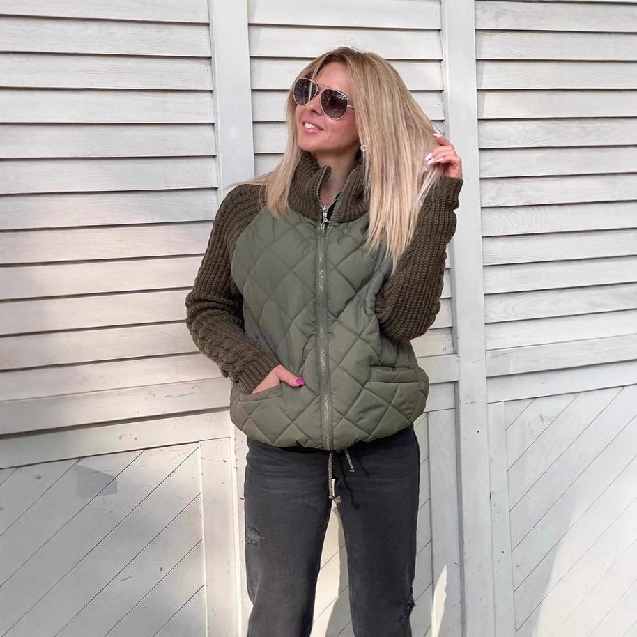 Damen Steppmantel mit wärmeisolierender Strickoberfläche WW