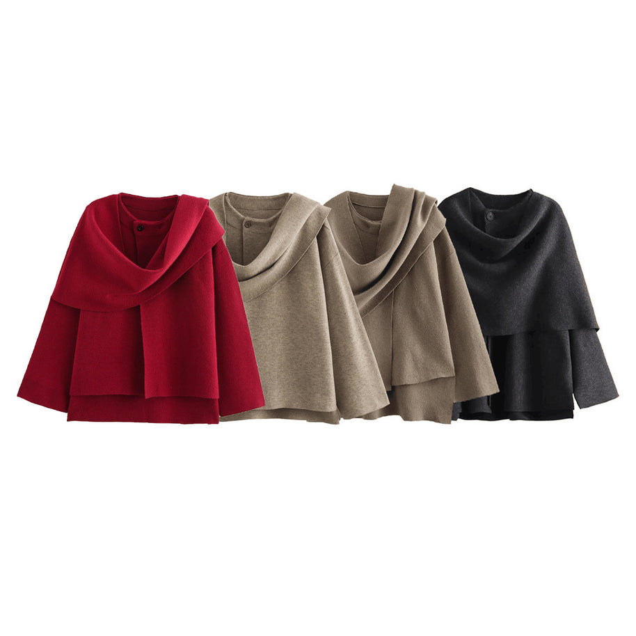 Damen asymmetrische ponchoartige Jacke aus weichem Material WW