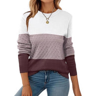 Damen Strickpullover mit strukturiertem Muster und eleganten Farbblockdetails WW