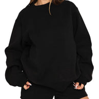 Damen bequemer Fleece-Cropped-Sweatshirt und Shorts-Mix WW