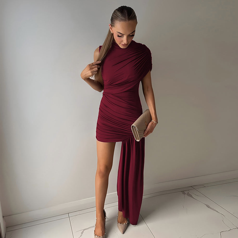 Damen figurbetontes Minikleid mit asymmetrischer Drapierung W&W