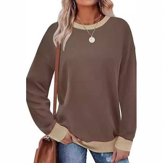 Damen Bequemer Pullover mit Kontrastbündchen WW