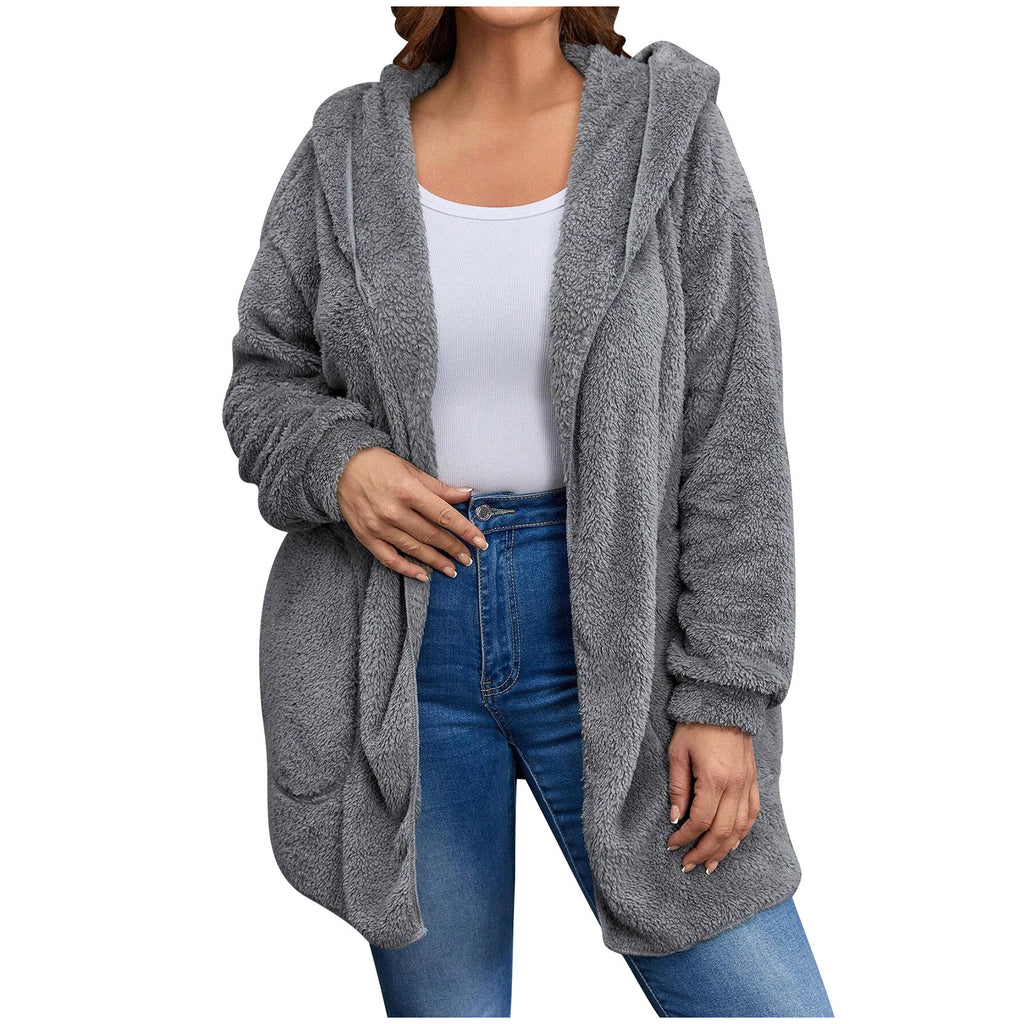Damen weiche Kuscheljacke mit Kapuze WW