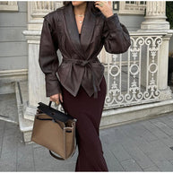 Damen Biker-Lederjacke mit elastischem Bund WW