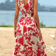 Damen Midikleid mit floralem Design und elastischem Taillenzug WW