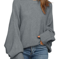 Damen Bequemer oversized Strickpullover mit weit geschnittenen Ärmeln WW