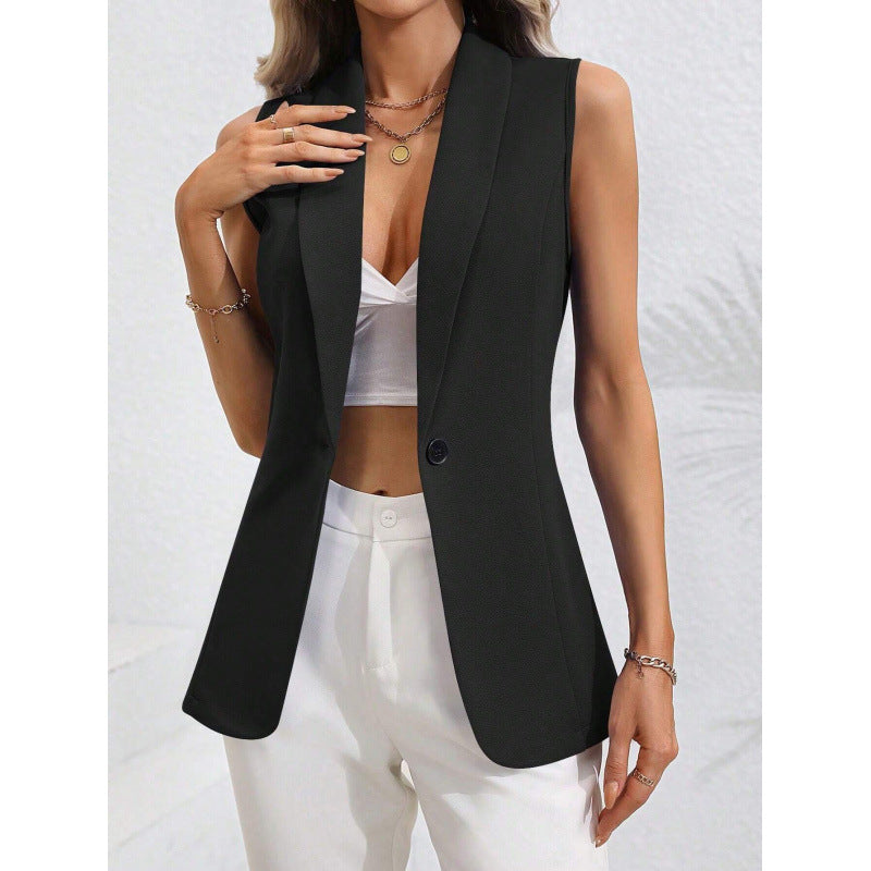 Damen ärmellose Blazerjacke mit elegantem Schnitt und taillierter Silhouette WW