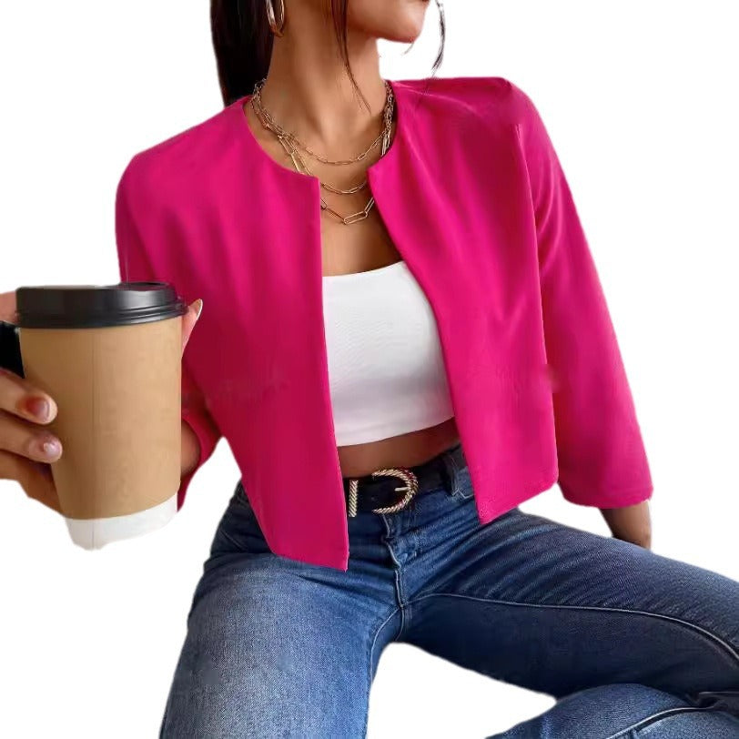 Damen lässige Kurzblazer mit strukturiertem Stoff WW