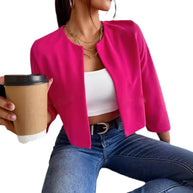 Damen lässige Kurzblazer mit strukturiertem Stoff WW