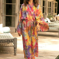 Damen Kimono-Robe mit Leopardenmuster WW