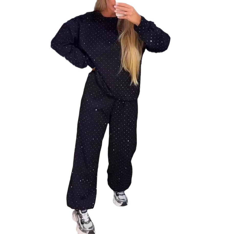 Damen Sportliches Lounge-Set mit gepunktetem Muster und elastischem Bund WW