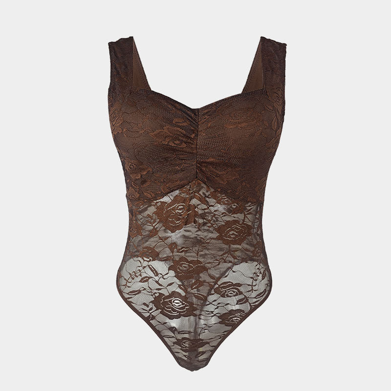 Damen Spitzen-Bodysuit mit floralem Design und konturierendem Schnitt WW