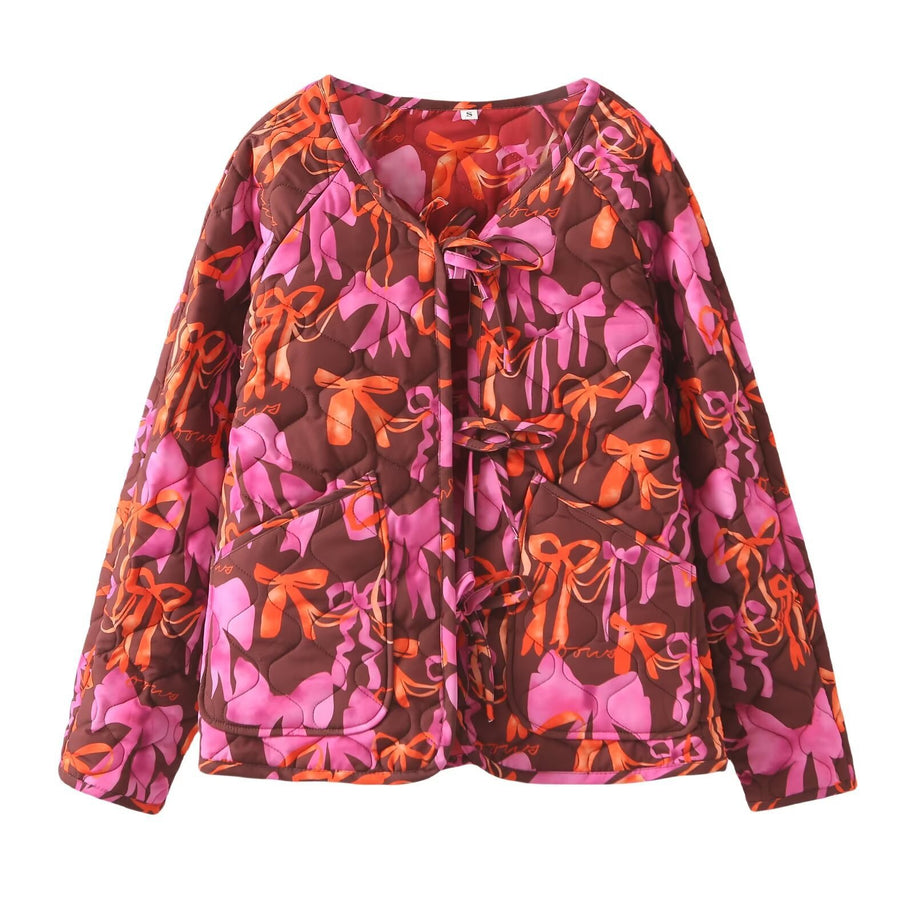 Damen Steppjacke mit verspieltem Schleifenmuster WW