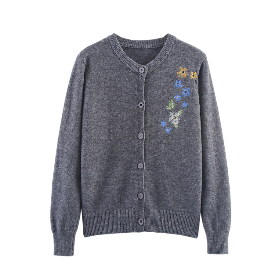 Damen Strickjacke mit floralen Stickereien WW