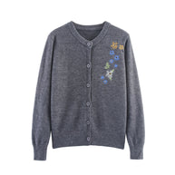 Damen Strickjacke mit floralen Stickereien WW
