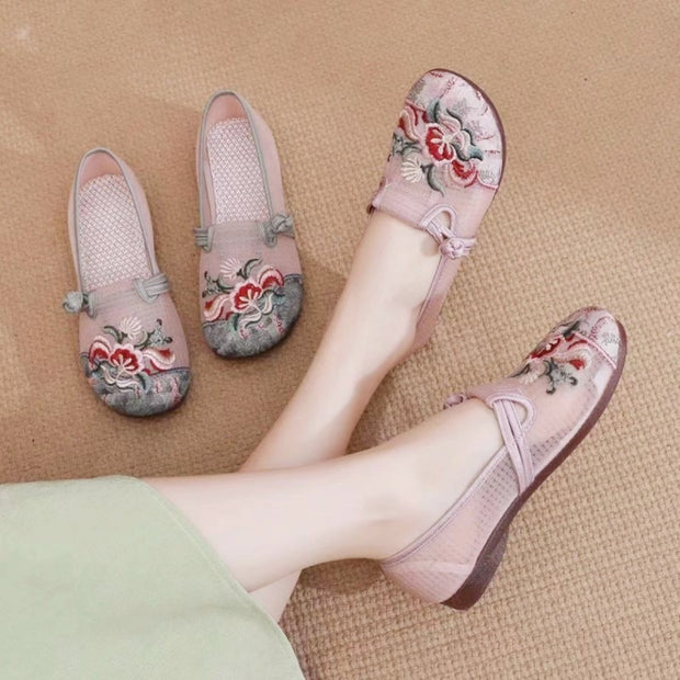 Damen bestickte Ballerina-Schuhe WW