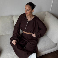 Damen Sportlicher Cropped-Trainingsanzug mit Reißverschluss WW