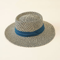 Damen Strohhut mit breiter Krempe und elegantem Kontrastband WW
