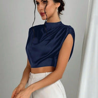 WW | Satin Faux Seide Kurzhemd Top