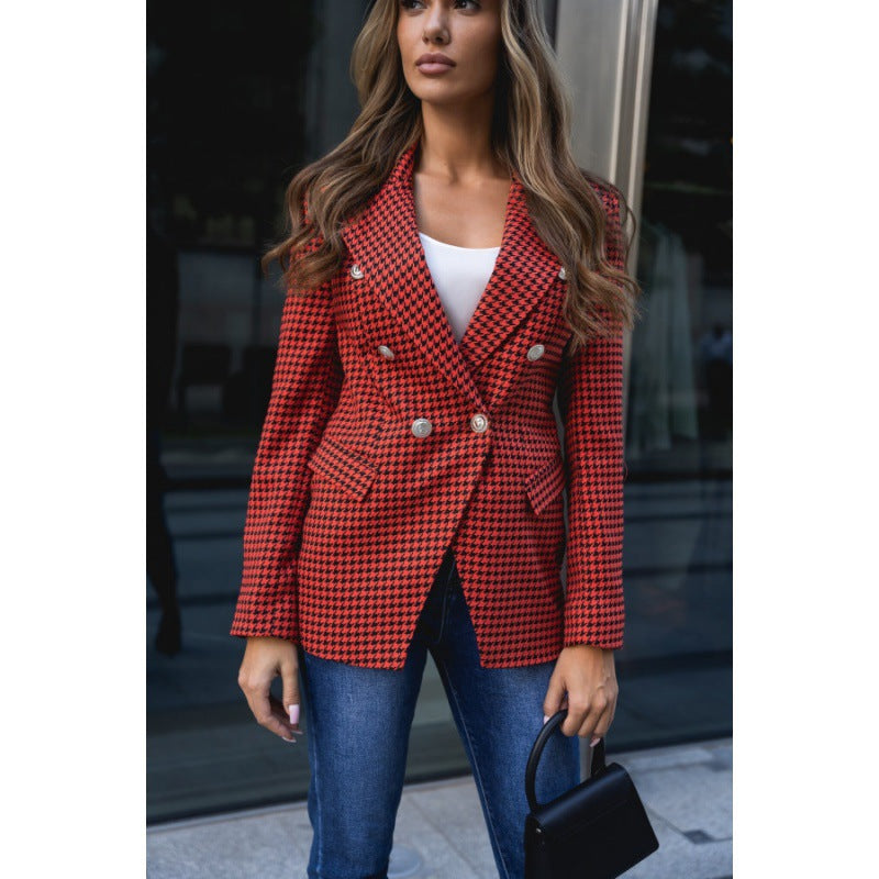 W&W Mode | Rot karierte Jacke für Frauen