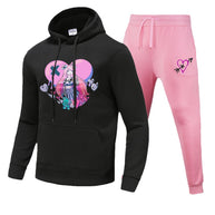 Damen Sportliches Hoodie- und Jogginghose-Set mit einzigartigem Grafikdesign WW