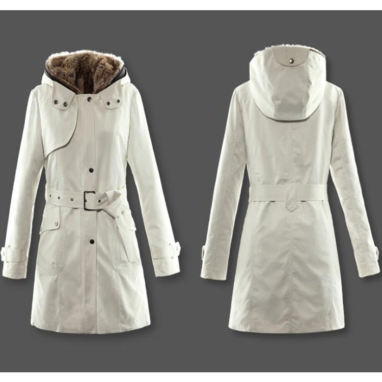 Damen Fleece-Winterjacke mit Reißverschluss und Taschen