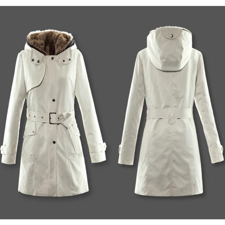 Damen Fleece-Winterjacke mit Reißverschluss und Taschen