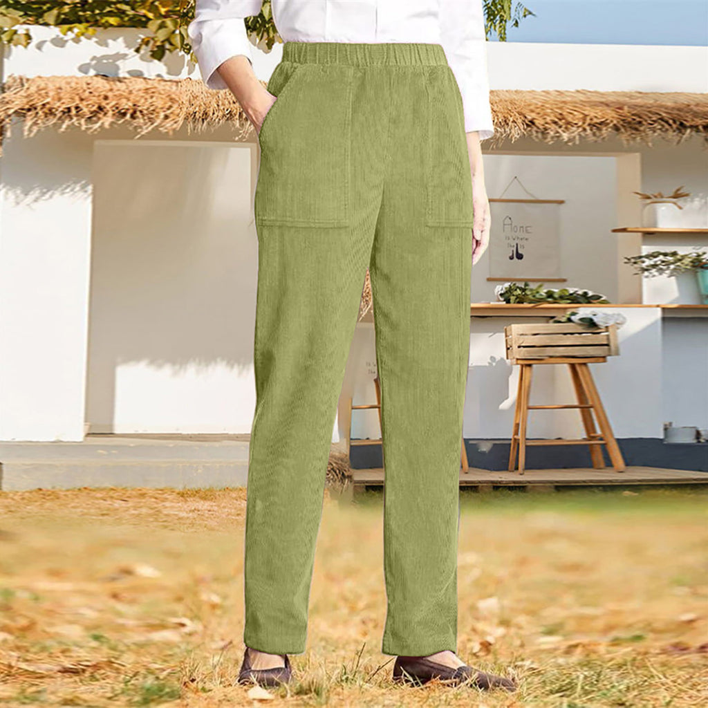 Damen lässige Cargo-Hose mit elastischem Bund und praktischen Taschen WW