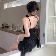 Damen asymmetrisches Sommerkleid mit Rüschendetails W&W